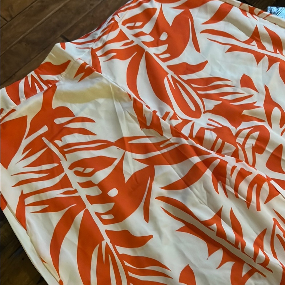 Tropical Orange and White A-Line Midi Skirt